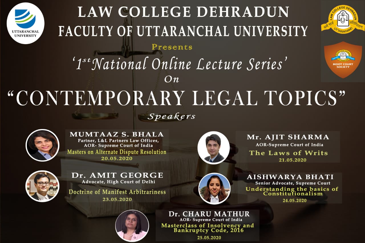 1st National Online Lecture Series On "Contemporary Legal Topics"