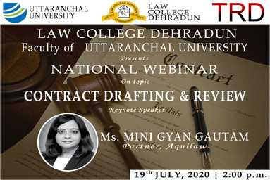 Law College Dehradun organizes a National Webinar on “Contract Drafting and Review”